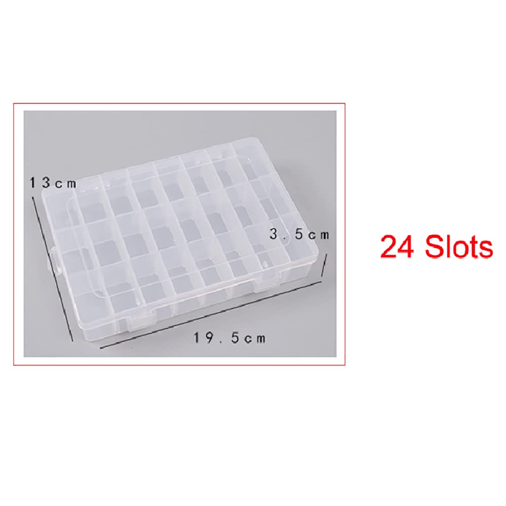 24 Grids Clear Storage Box with Compartment, Plastic Jewellery Organiser Box for Washi Tapes, Craft, Beads, Jewelry, Small Parts