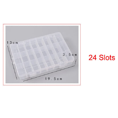 24 Grids Clear Storage Box with Compartment, Plastic Jewellery Organiser Box for Washi Tapes, Craft, Beads, Jewelry, Small Parts