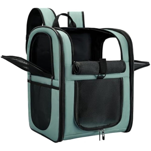 APOLLO WALKER Pet Carrier Backpack for Small Cats and Dogs, Puppies, Two-Sided Entry, Safety Features and Cushion Back Support for Travel, Hiking, Outdoor Use (Blue)