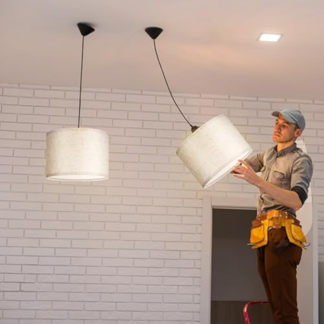 Weewooday 4 Sets Fabric Lampshade with E27 to E14 Adapter Ring Modern Ceiling Pendant Table Drum Light Shade Linen Lamp Shades for Table Bedside Floor Lamp(Taupe,10 Inch)