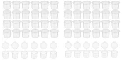 Transparent Plastic Containers 10 ml with Lids – Pack of 60 (10 Strips of 6) – Reusable Pots for Paint, Crafts, Makeup, Samples, Storage, Organizers