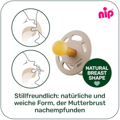 nip Round Shape soothers 0-6, Pack of 4 Black & White, from Birth, Glow in The Dark, Made in Germany