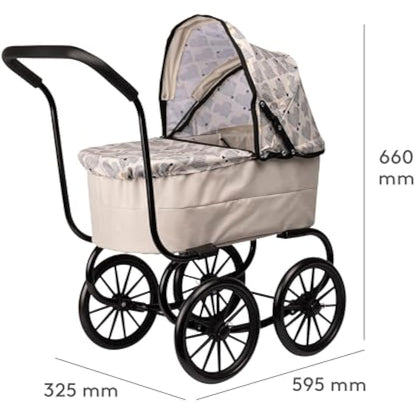 Skrållan Classic Dolls Pram – Sturdy Toddler Toy Stroller, Go for a Safe Walk, Nostalgic Baby Doll Pram, Toy Prams, Baby Doll Accessories, Lovely Swedish Design, Dolls Accessories for 3 Year Old