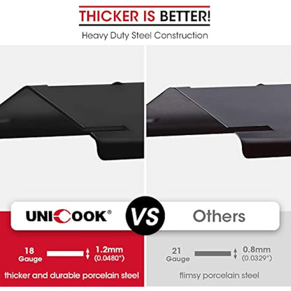 Unicook Barbecue Heat Plate, Heavy Duty Adjustable Porcelain Steel Heat Shield, Gas BBQ Replacement Parts, Length Extends from 29.8cm up to 53.3cm, 4 Pack