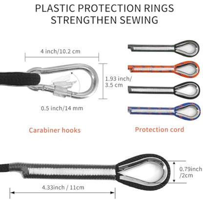 NewDoar 14KN Static Climbing Rope 8mm Accessory Cord Equipment 33FT(10M) 66FT(20M) 98FT(30M) 165FT(50M) Escape Rope with 2 Carabiners for Ice Climbing Fire Rescue Rope Safety Rope