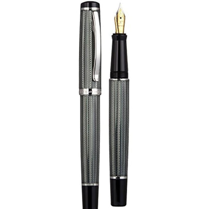 Xezo Incognito Fountain Pen, Extra Fine Nib. Zinc Green Color with Pure Platinum Plating. Handcrafted, Limited Edition, Serialized