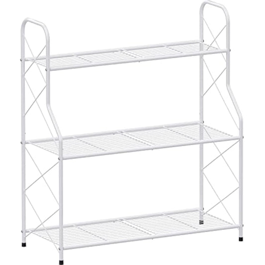 Mutool 3 Tier Metal Plant Stand, Ladder Shelf for Outdoor Indoor Plant, Corner Plant Shelf Ladder Planter for Garden Balcony & Patio, White