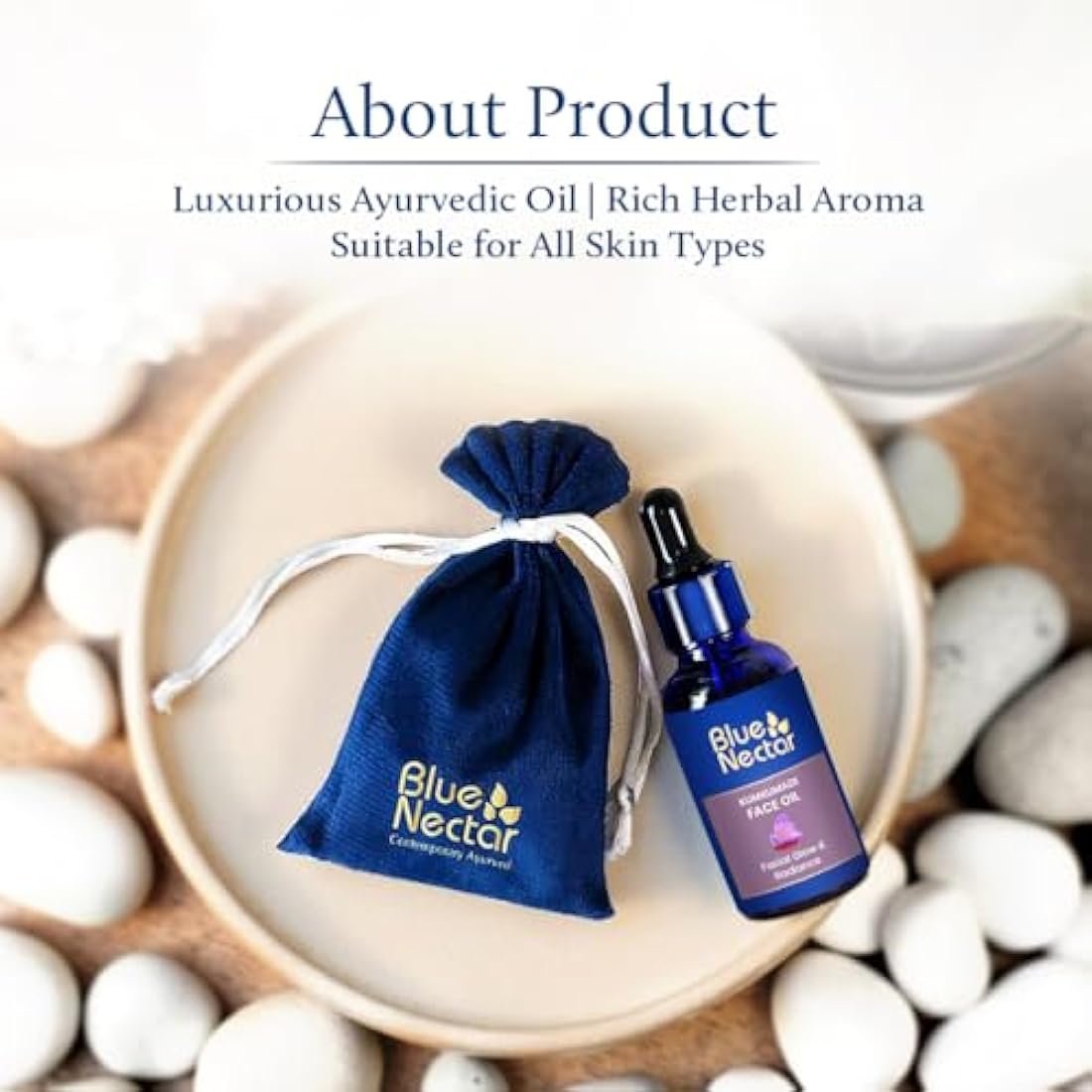Blue Nectar Pure Kesar & Manjistha, Saffron & Indian Madder Face Oil - Original Indian Kumkumadi Oil for Face | Ancient Glow Serum for Brighter Skin & Instant Hydrating Serum (26 Herbs, 10ml)