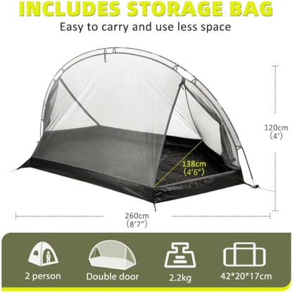 Forceatt Tent, 1/2 Person Two Doors Camping Tent, Ultralight Waterproof 1-2 Man Tent,Quick To Set Up,Portable,for Camping,Motorcycle Travel, Backpacking