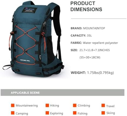 MOUNTAINTOP 35L Unisex Hiking Backpacks Lightweight Trekking Rucksack Light Daypacks for Travel Camping Climbing Mountaineer Outdoor Sport