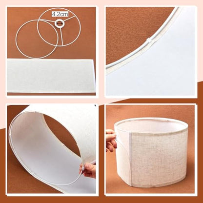 Weewooday 4 Sets Fabric Lampshade with E27 to E14 Adapter Ring Modern Ceiling Pendant Table Drum Light Shade Linen Lamp Shades for Table Bedside Floor Lamp(Taupe,10 Inch)
