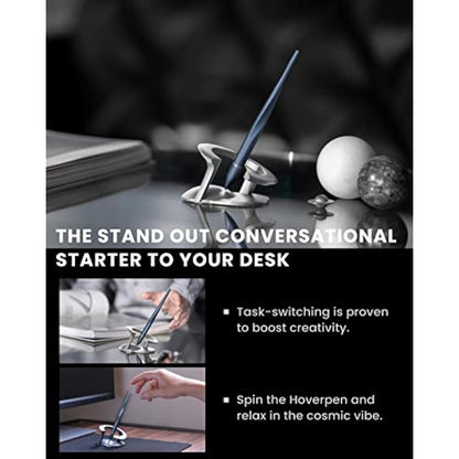 novium Hoverpen Interstellar - Futuristic Luxury Pen Made with Aerospace Alloys, Unique Aesthetic, Free Spinning Executive Pen, Mens Birthday Gift Ideas (Neptune Blue)