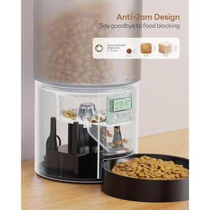 Automatic Cat Feeder Cat Food Dispenser with Programmable Timer: 4L Intelligent Cat Bowls with 10s Voice Recorder - Electric Dog Feeder Support 1-6 Meals Button Control Lockable Lid