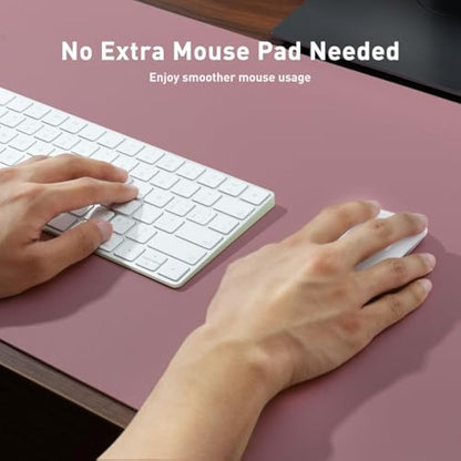 Leather Desk Pad Protector, Mouse Pad, Office Mat, Non-Slip PU Leather Blotter, Laptop Desk Pad, Waterproof Writing Pad for Office and Home (91cm x 43cm, Dark Pink)