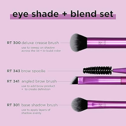 Real Techniques Eye Shade and Blend Makeup Brush Trio, For Eyeshadow and Liner, Makeup Tools for Shaping and Grooming Brows, Defined Makeup Look, Synthetic Bristles, Vegan and Cruelty-Free, 3 Count
