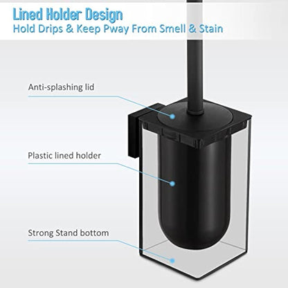 BGL 304 Stainless Steel Wall-Mounted Square Toilet Brush Holder (black)