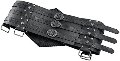 HiiFeuer Viking Embossed Waist Armor, Norse Faux Leather Wide Belt, Medieval Knight Corset Belt for LARP Costume