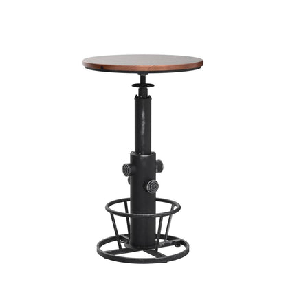 BOKKOLIK Industrial Bistro Bar Table 38.6-44.4inch Height Adjustable Farmhouse Pub Table for Kitchen Dinning Room Office Swivel Wooden Top