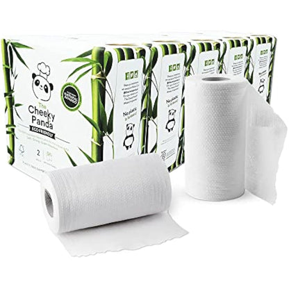 The Cheeky Panda Bamboo Kitchen Roll | 10 Kitchen Rolls - 1000 Super Strong Sheets | Naturally Strong and Absorbent Plastic Free Kitchen Paper Towels