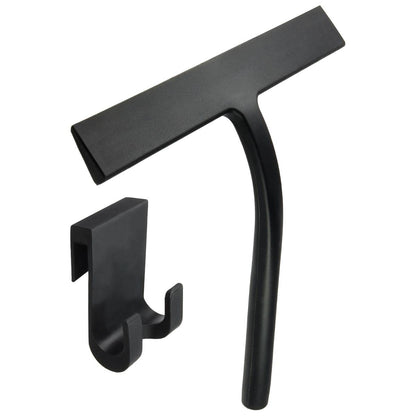 igadgitz home U7224 Silicone Shower Squeegee, Shower Wiper Blade, Window Squeegee with Storage holder - Black