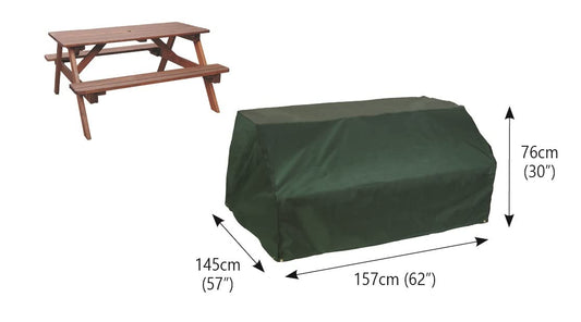 Bosmere Protector 6000 | Picnic Table Cover | L 157cm W 145cm H 76cm | 100% Waterproof, UV Protected, Heavy Duty 600D | 6 Year Guarantee | C625, Green