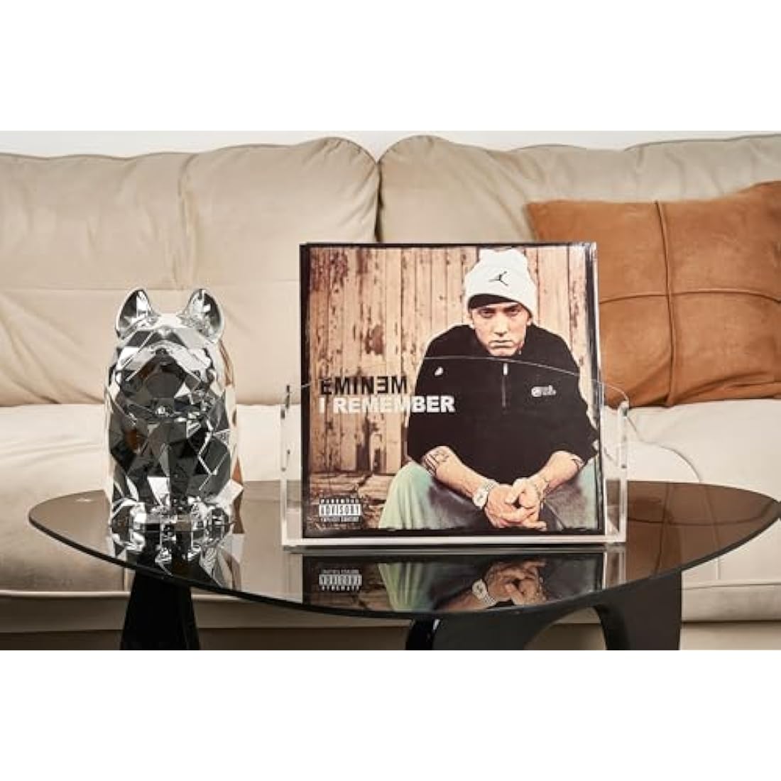 Meicloud Acrylic Vinyl Record Holder - Modern Vinyl Record Storage Box, LP Record Display Stand, Clear Lucite Record Case with Handles, Holds Up to 30-45 Records