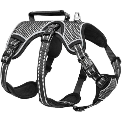 HEELE Escape Proof Dog Harness - No Pull Reflective Adjustable Vest with Durable Handle, Ideal for Outdoor Training & Walking, Fits Big/Active Dogs, Black, XL