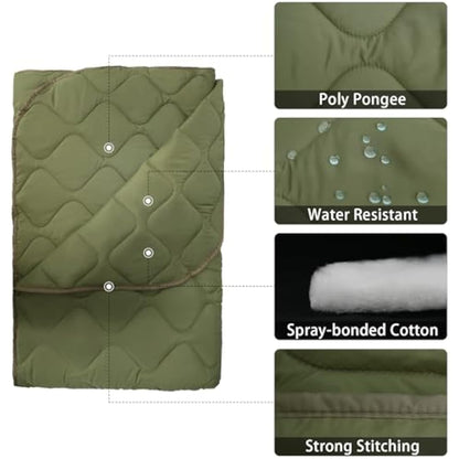Tongcamo Poncho Liner Military Woobie Outdoor Camping Woobie Blanket for Travel, Beach, Grass, Picnic, Car Emergency, Outdoor, Survival