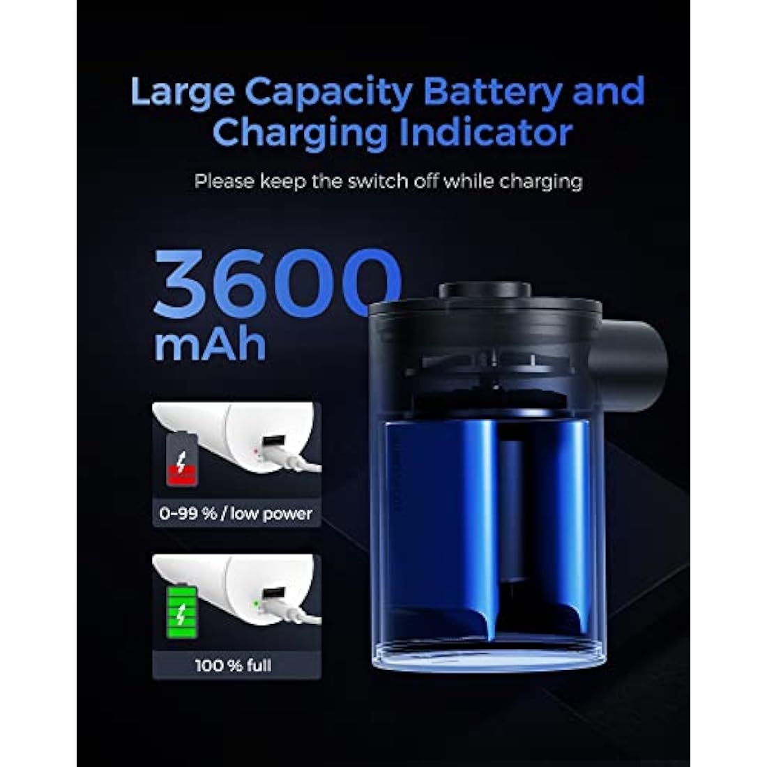 FLEXTAILGEAR MAX Pump 2020, Portable Electric Air Pump, 3600mAH Battery,Rechargeable, High Flow 300L/min, Fast In/Deflating, Air Mattress, Swimming Ring, Vacuum Storage Bags, Camping & Travel