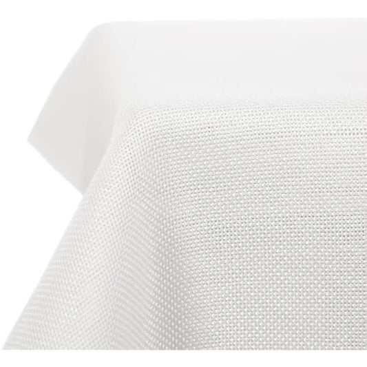 Deconovo Faux Linen Tablecloth Rectangle Water Resistant Table Cloth for Dinning 52x90in(132x229cm) White