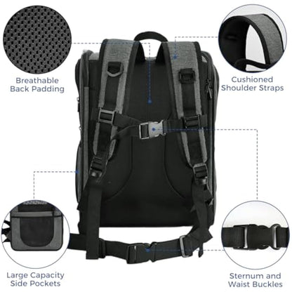 Apollo Walker Pet Carrier Backpack for Large/Small Cats and Dogs, Puppies, Safety Features and Cushion Back Support | for Travel, Hiking, Outdoor Use (Gray)