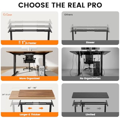 ErGear Standing Desk Frame, Dual Motor Electric Height Adjustable Desk Legs, Stand Up Table Frame with 4 Memory Controls for Home Office, Supports Up to 120KG (Black)
