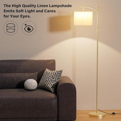 Aooshine Floor Lamps for Living Room with 3 Color Temperatures, Adjustable Tall Standing Lamp with Off White Shade and Gold lamp Hole(Bulb Included)