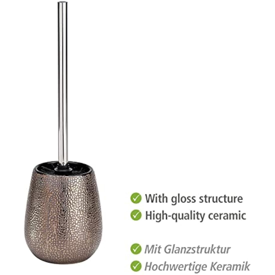 WENKO Toilet Brush and Holder Marrakesh of Ceramic, Brown, 12.5 x 12.5 x 41 cm