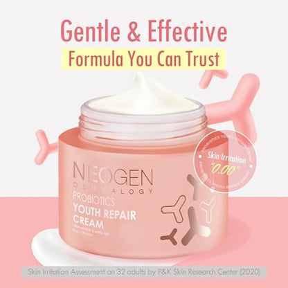 DERMALOGY by NEOGENLAB Probiotics Youth Repair Cream 1.76 oz (50g) - Firming & Wrinkles Care Anti-Aging Moisturizer with Probiotics Lactobacillus & Bifida & Collagen - Korean Skin Care