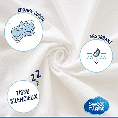 SWEET NIGHT Waterproof Mattress Protector, Cotton, white, 180x200 cm