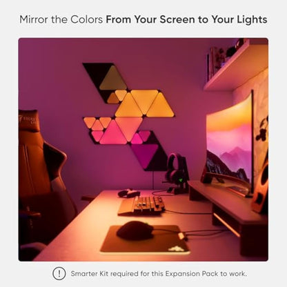 nanoleaf Shapes Ultra Black Mini Triangle Expansion Pack, 10 Additional Smart Light Mini Panels LED RGBW - Modular Wi-Fi Colour Changing Wall Lights, Works with Alexa Google Assistant Apple Homekit