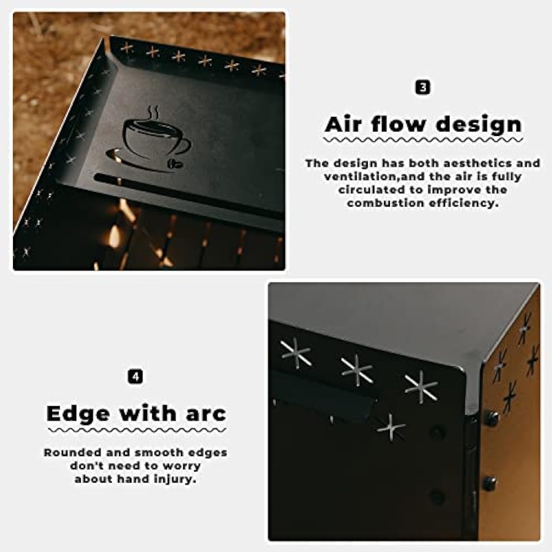 HIKEAMN Gas Stove Windshield - Folding Camping Stove Windshield Cooker WindScreen With a Storage Bag for Camping,Hiking,Picnic,Cooking（Black）
