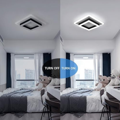 Comely Modern LED Ceiling Lights, 30W 3300LM Super Bright Square LED Ceiling Light, Acrylic Ceiling Lamp for Living Room Kitchen Bedroom Hallway Balcony, Cool Light 6500K