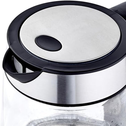 Amazon Basics Electric Glass Kettle, 1.7 Litres, Black, Silver