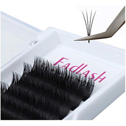 Fadlash Easy Fan Lashes D Curl 0.07 15mm Single Lashes Russian Lashes Natural Look Self Fanning Eye Lashes Automatic Blooming Russian Eyelashes Extensions(0.07-D-15)