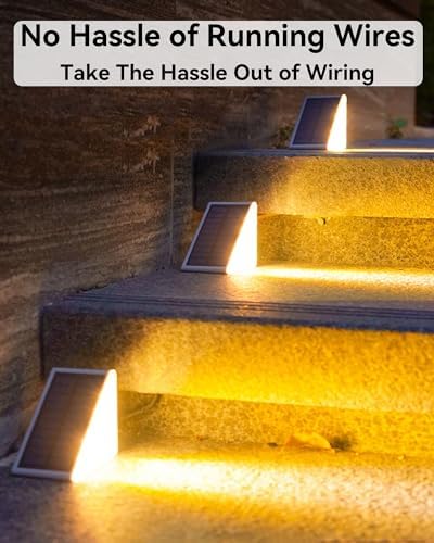 Asteria Solar Step Lights Outdoor 8 Pack, Solar Stair Lights IP67 Waterproof, 13 LED Beads for Increased Brightness, Outdoor Stair Lights for Decorative Use on Stairs, Front Porch (Warm White)