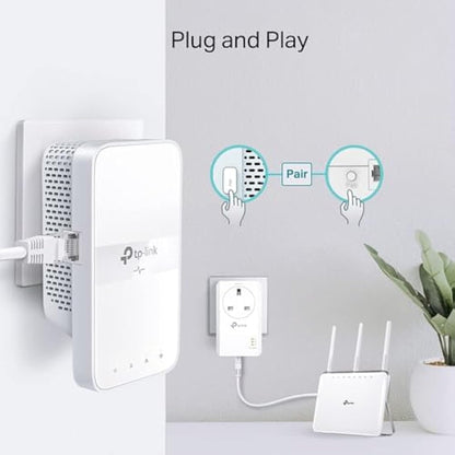 TP-Link TL-WPA7617 KIT AV1000 Powerline Adapter WiFi Extender, WiFi 1200Mbps, Ethernet Ports, Powerline WiFi Extender, Powerline Network Adapters, Plug & Play, 4K video streaming & Online Gaming