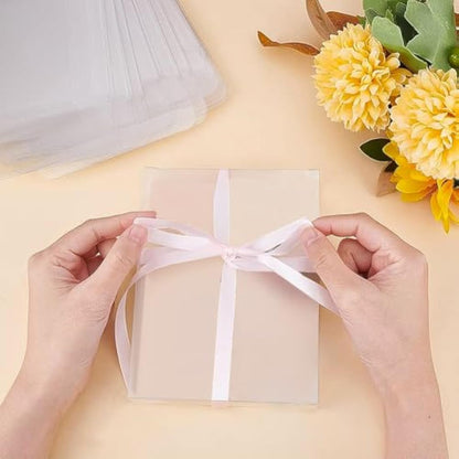 BENECREAT 30PCS Clear Wedding Favour Boxes with Protective Film 10x10x3cm Rectangle PVC Transparent Gift Boxes for Candy Chocolate Birthday, Wedding, Party Favors