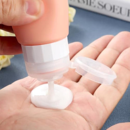 Gemice Silicone Travel Bottle, 4 Pack Portable Travel Containers Set LeakProof Refillable Squeezable for Lotion Liquid Shampoos, Soap and Toiletries (90ml)