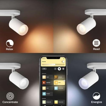 Philips Hue White Ambiance Smart Light Bulb 2 Pack [GU10 Spot] with Bluetooth. Works with Alexa, Google Assistant and Apple Homekit.