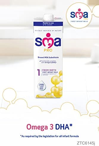 SMA PRO First Infant Baby Milk - From Birth | Ready to Use, Liquid Formula Milk 1 Litre Pack of 6, (Packing May Vary)