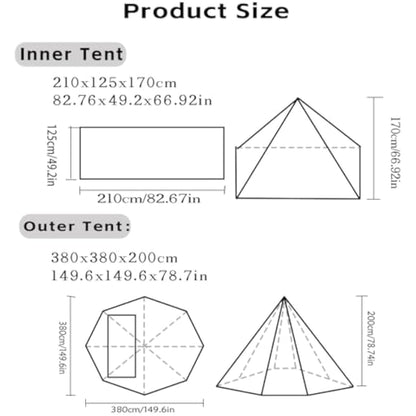 Camping Hot Tent with Wood Stove Jack Winter Teepee Tent 4 Season Backpacking Tent for Survival Hunting Military Fishing