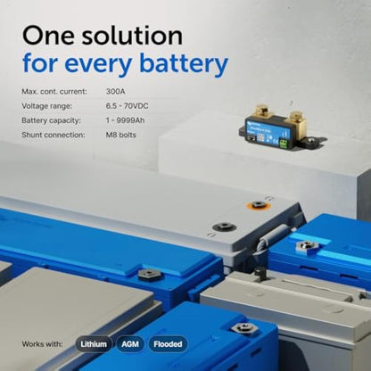 Victron Energy SmartShunt Battery Monitor (Bluetooth) - Victron Smart Shunt - 6.5V-70V, 300 amp