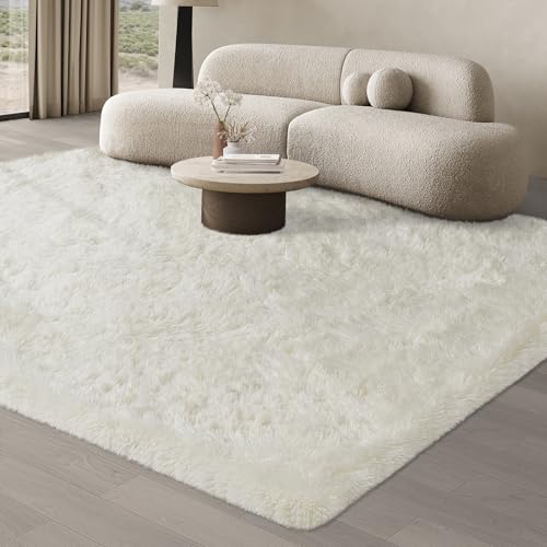 JOJOSEE Rugs Living Room, 200 x 300 cm Cream Area Rug, Anti Slip Soft Fluffy Shaggy Extra Large Floor Carpets Mat for Bedroom, Nursery Bedside(Cream,